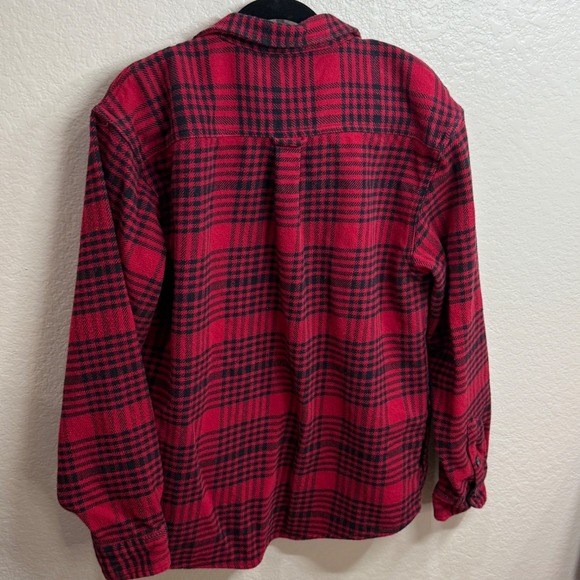 Woolrich Mens XL Red Black Plaid Cotton Flannel Shirt Jacket Button Up Outdoor - Picture 7 of 12